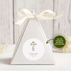 Floral Cross Christening | Name & Date | Personalized Baptism Stickers