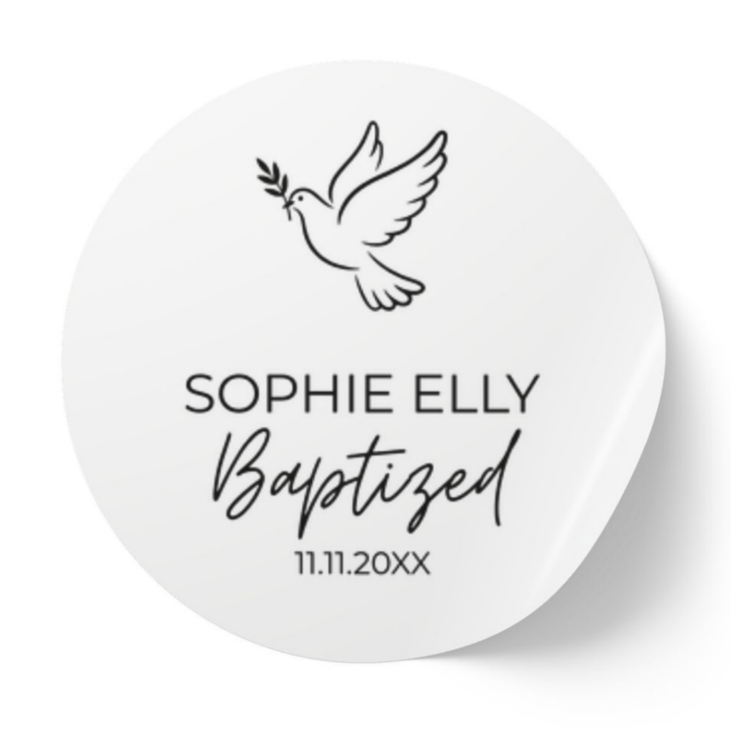 Dove | Name & Date | Personalized Baptism Stickers