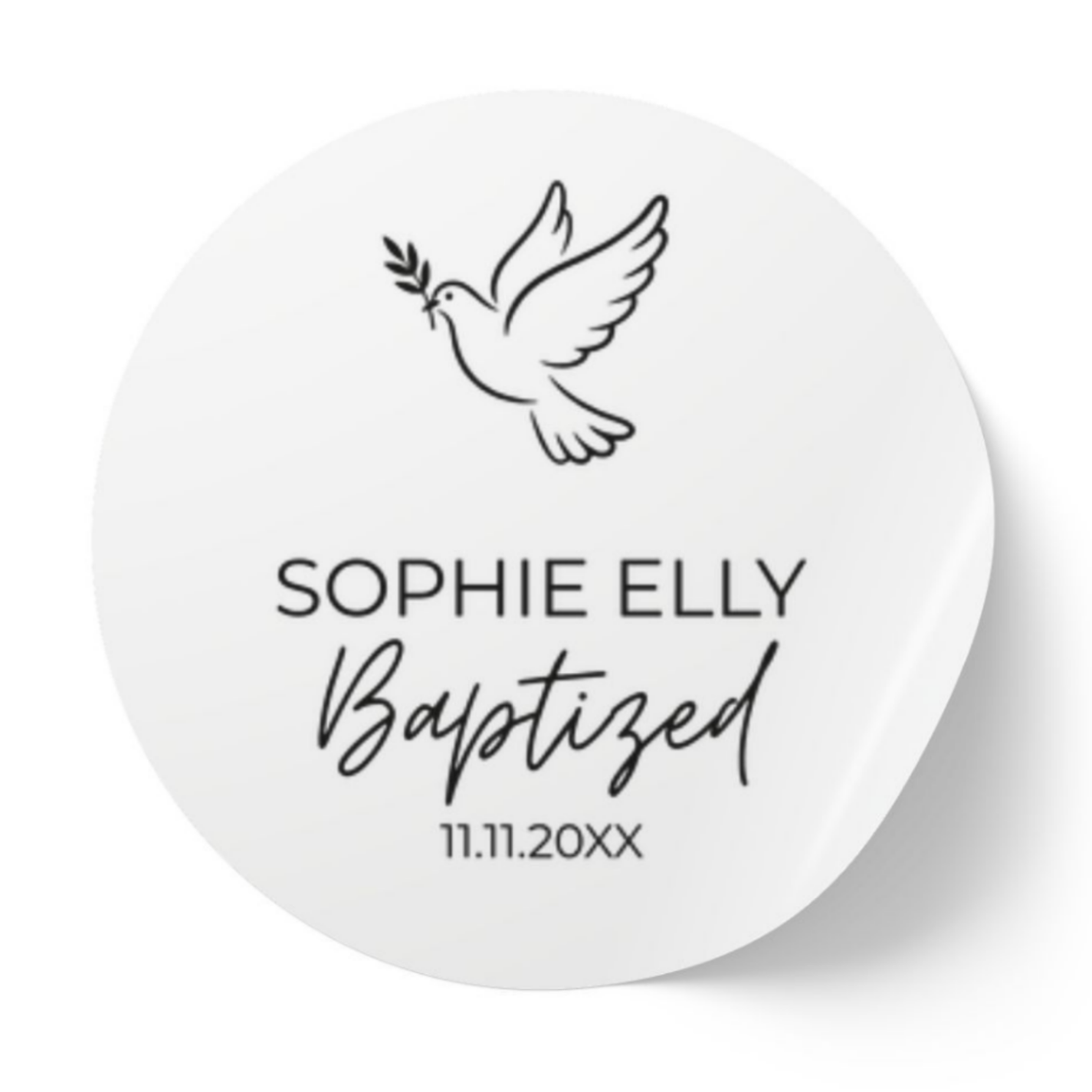Dove | Name & Date | Personalized Baptism Stickers