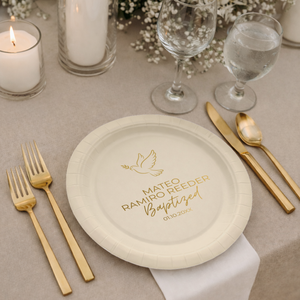 Dove | Name & Date | Personalized Baptism Plates