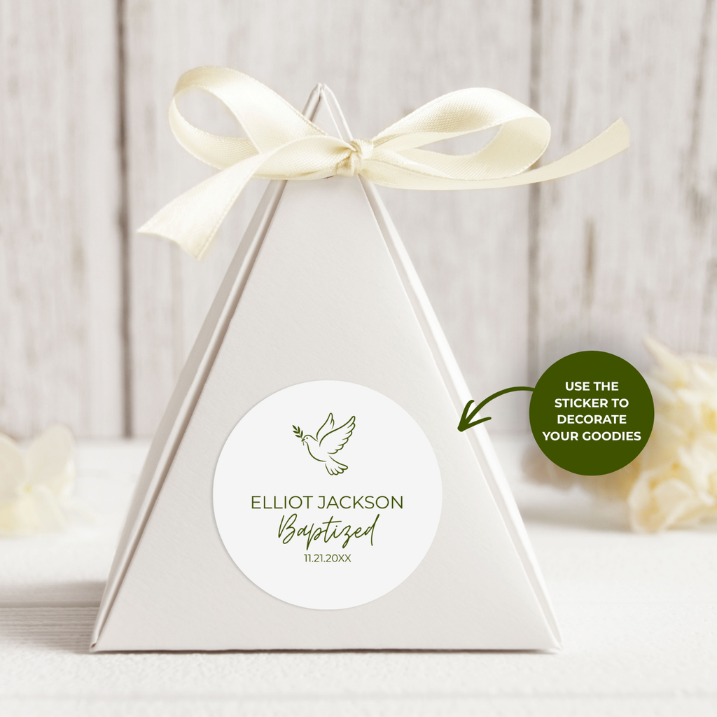 Dove | Name & Date | Personalized Baptism Stickers
