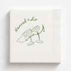 Whimsical Champagne Coupes | Names & Date | Personalized Wedding Napkins