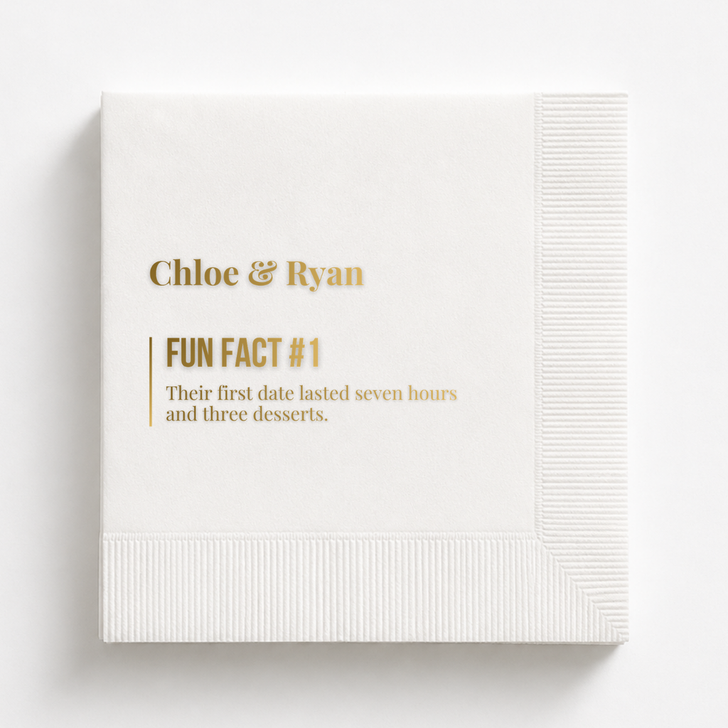 Numbered Fun Fact | Names & Your Fun Fact | Personalized Wedding Napkins