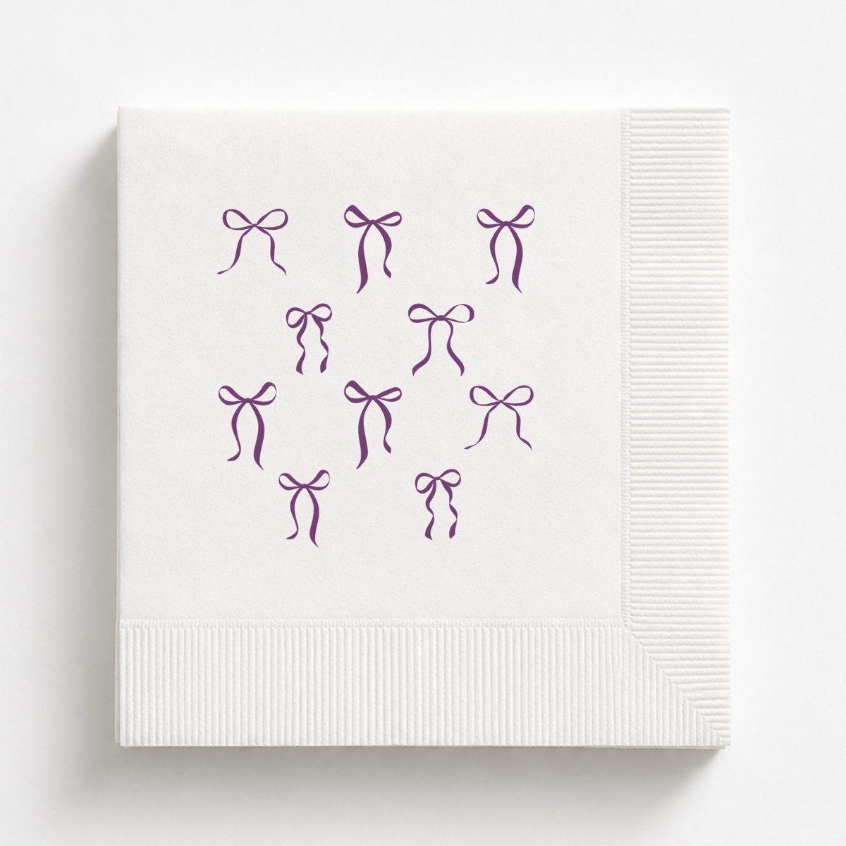 Scattered Bows bridal shower napkins personalized with custom wording