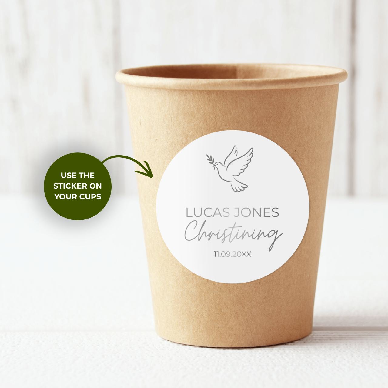 Dove | Name & Date | Personalized Baptism Stickers