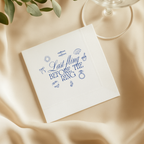Close-up of the Last Fling Before The Ring design on personalized bridal shower napkins