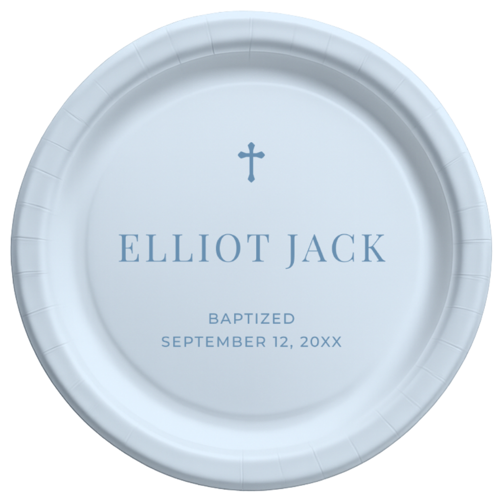 Minimal Cross | Name & Date | Personalized Baptism Plates