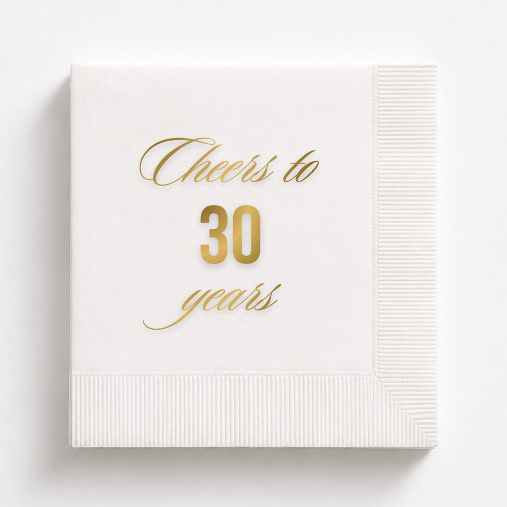 Cheers to 30 Years | Custom 30th Birthday Napkins