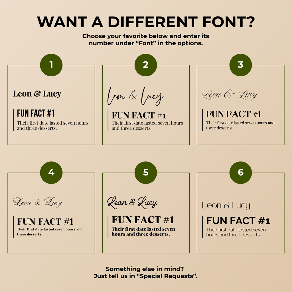 Numbered Fun Fact | Names & Your Fun Fact | Personalized Wedding Napkins