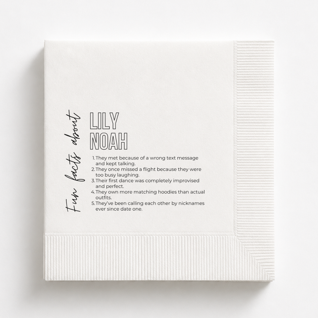 Bold Name Fun Facts | Names & Your Fun Facts | Personalized Wedding Napkins