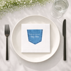 Custom baby shower napkins with the Denim Pocket design