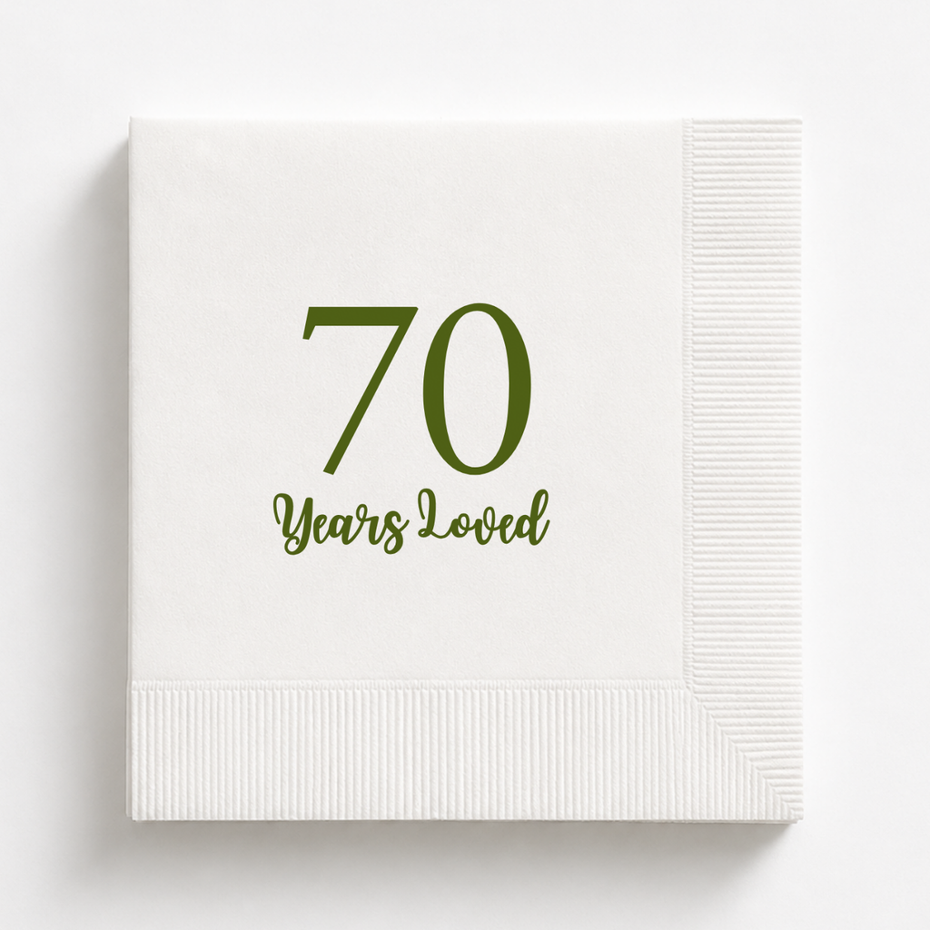70 Years Loved | Personalized 70th Birthday Napkins