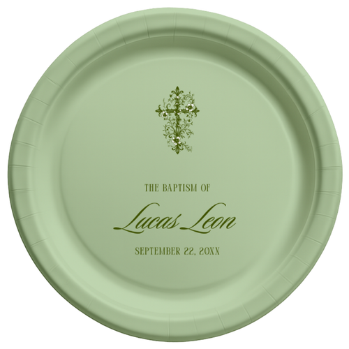 Ornate Cross | Name & Date | Personalized Baptism Plates
