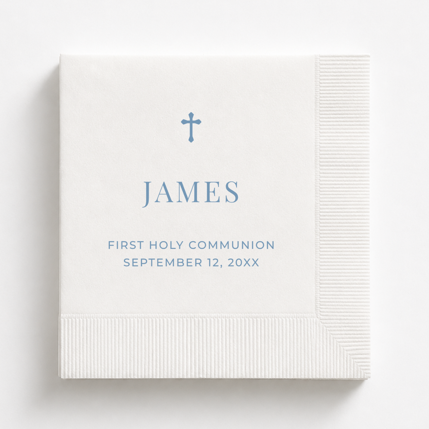 Minimal Cross | Name & Date | Personalized Baptism Napkins