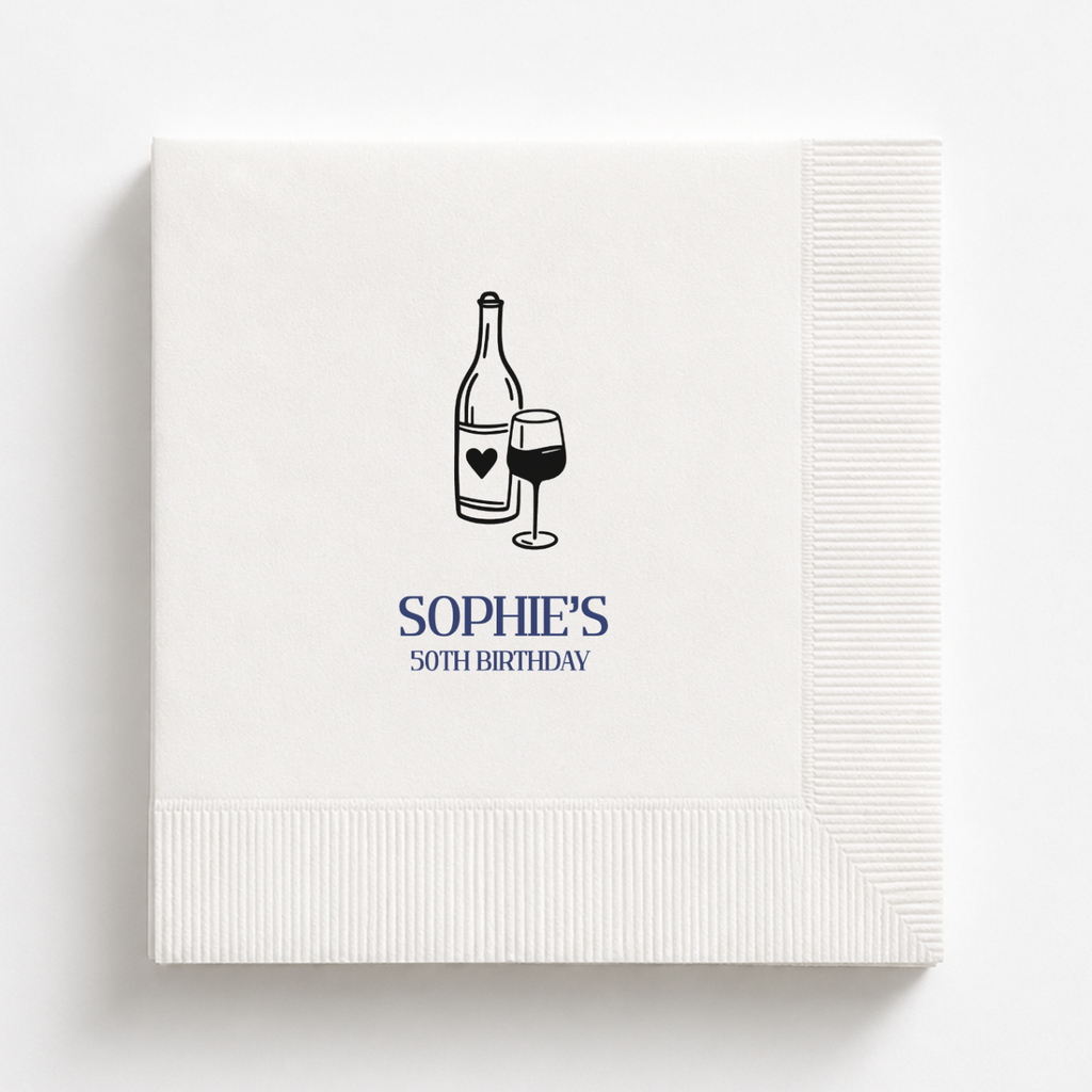 Your Name With Wine | Personalized 50th Birthday Napkins