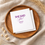 She Said Yes Bold | Names & Date | Personalized Engagement Napkins