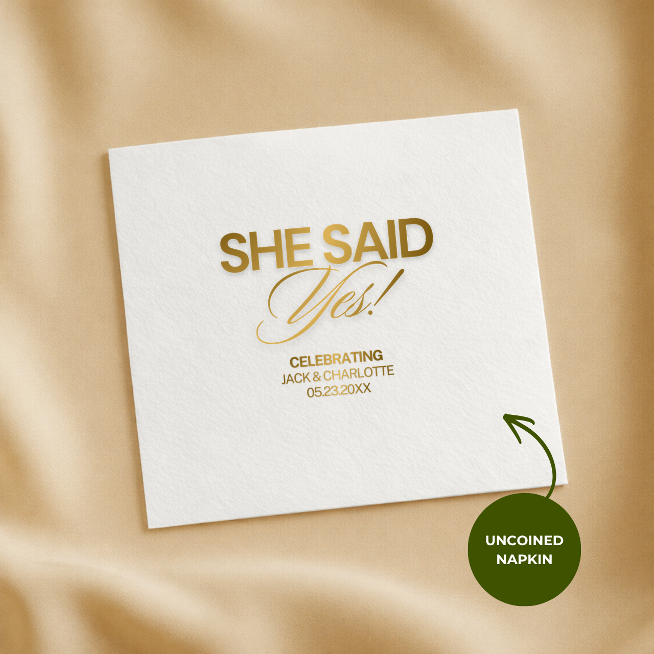 She Said Yes Bold | Names & Date | Personalized Engagement Napkins