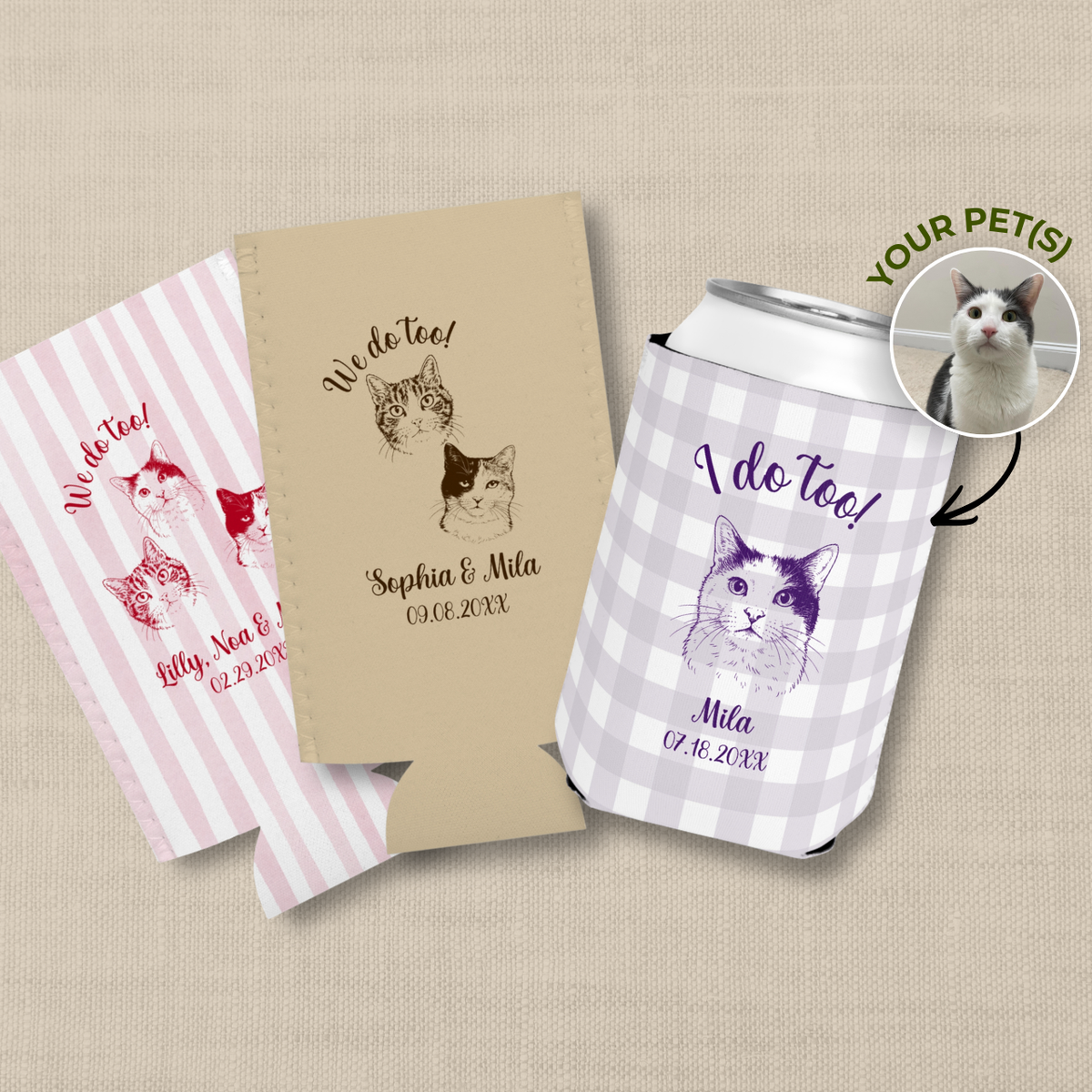 Your pet, hand-drawn onto every can