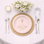 Ornate Cross | Name & Date | Personalized Baptism Plates