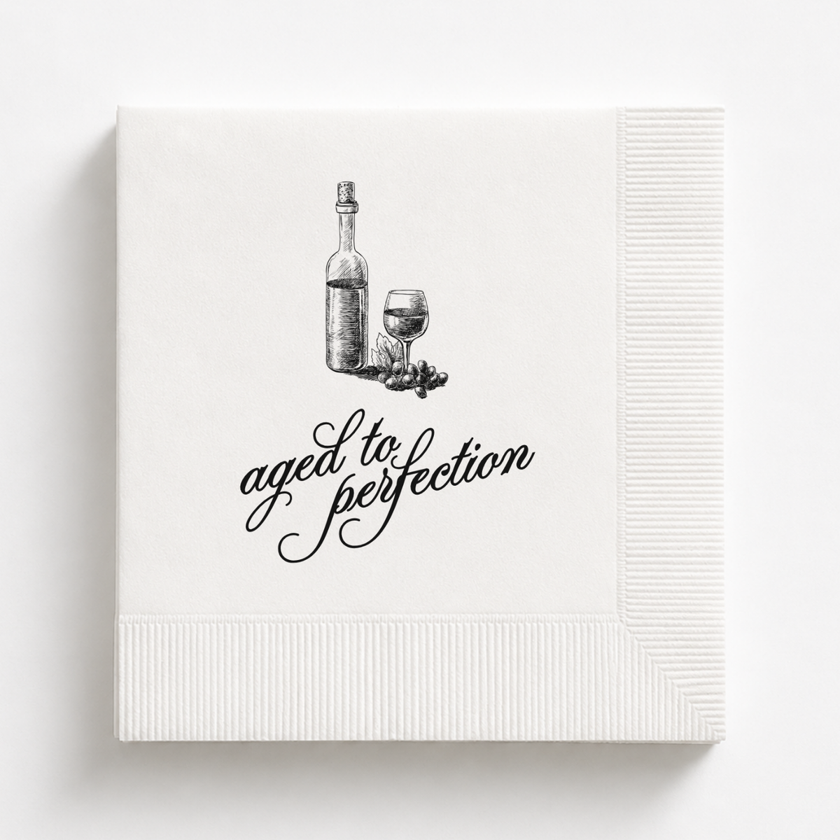 Aged to Perfection Vintage Wine Sketch birthday napkins personalized with a name and date