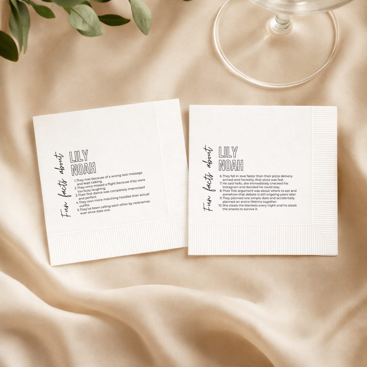 Bold Name Fun Facts | Names & Your Fun Facts | Personalized Wedding Napkins