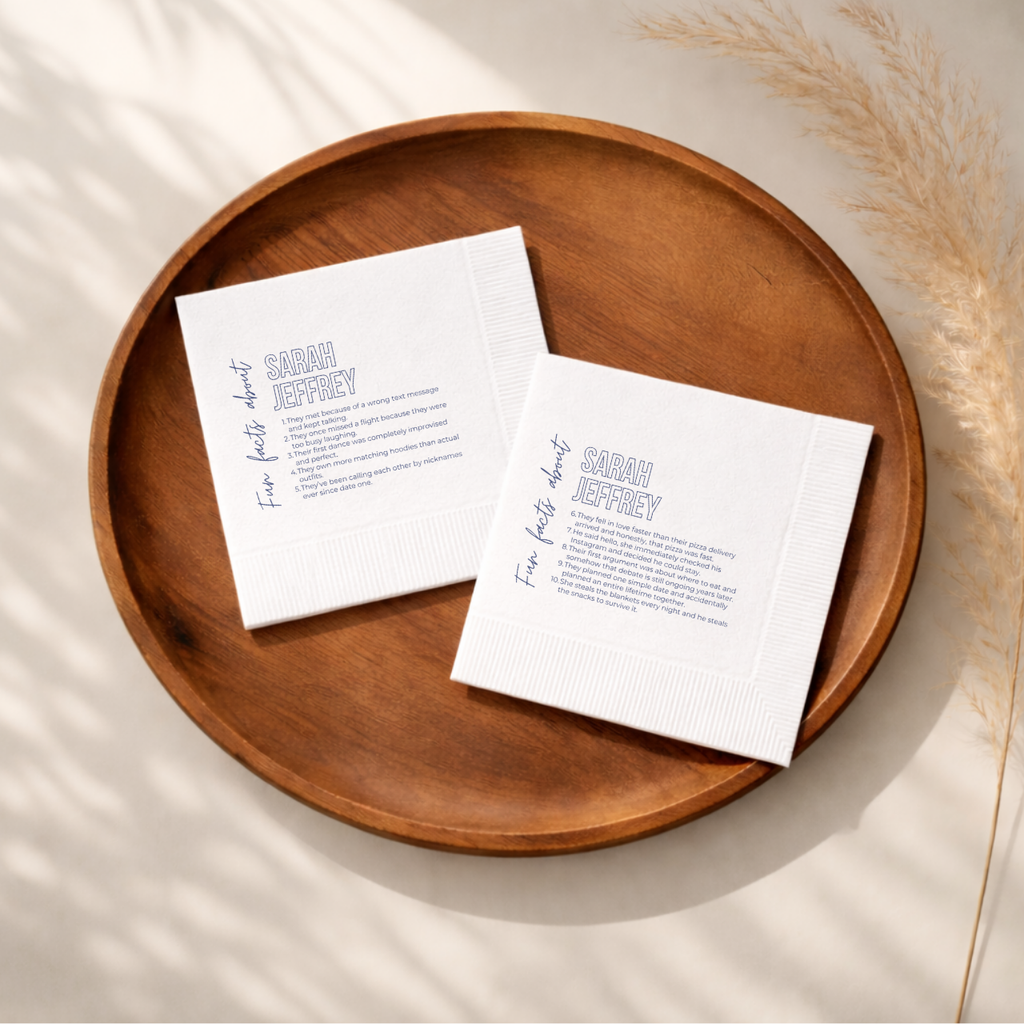 Bold Name Fun Facts | Names & Your Fun Facts | Personalized Wedding Napkins