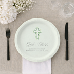 Eucalyptus Cross | Name & Date | Personalized Baptism Plates