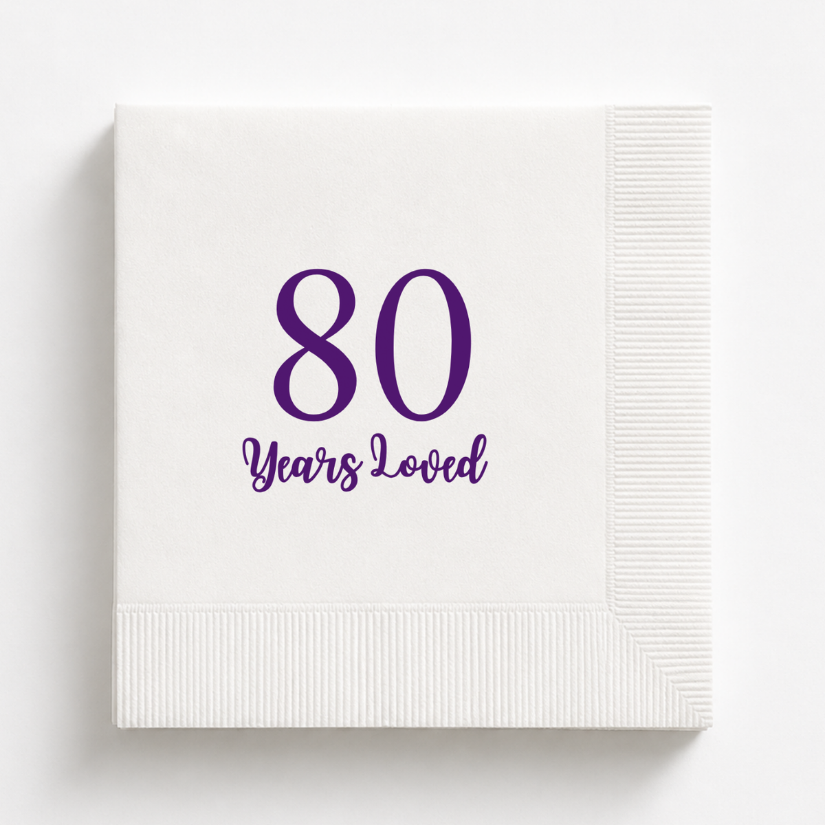 80 Years Loved birthday napkins personalized with a name and date