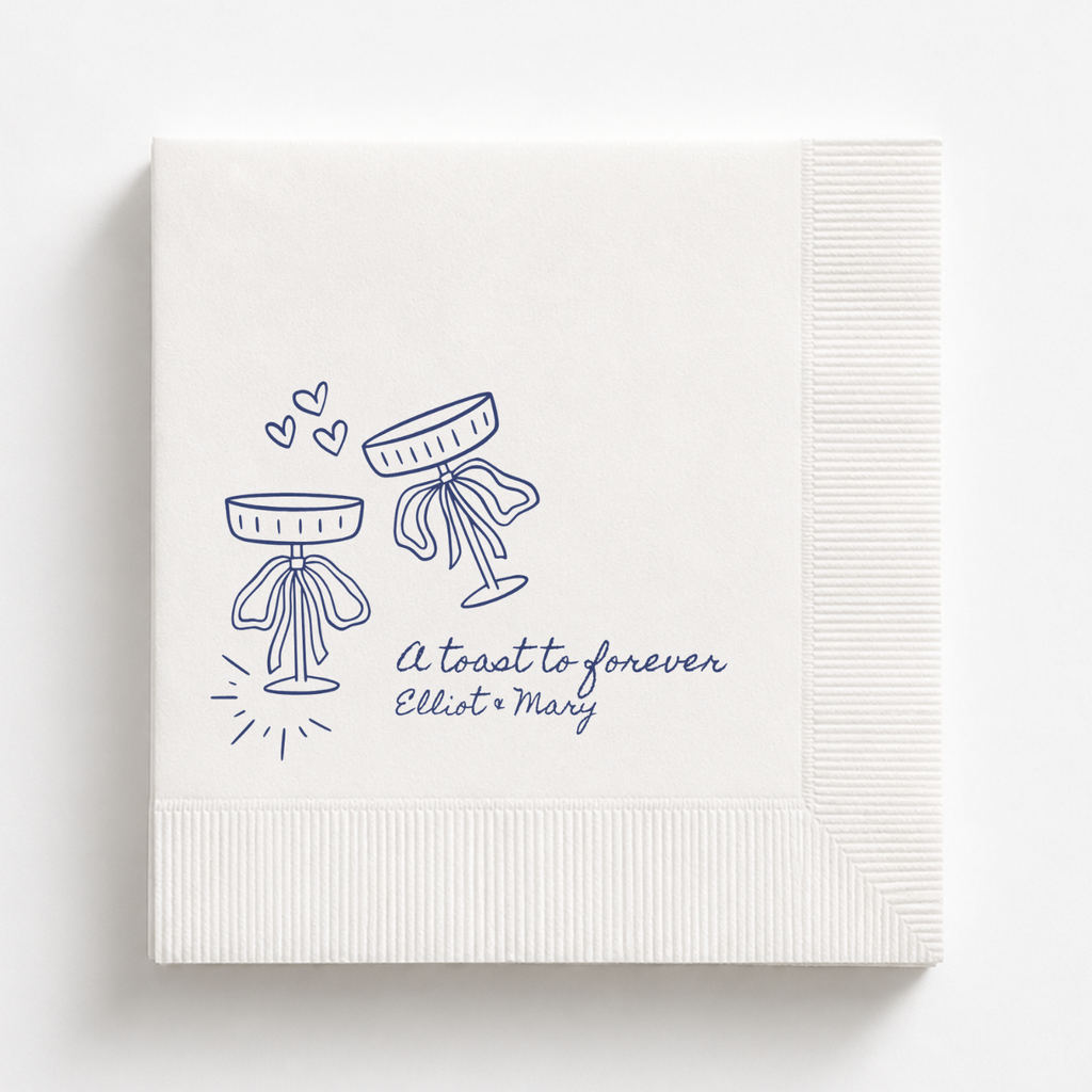 A Toast To Forever Coupes | Names & Date | Personalized Wedding Napkins