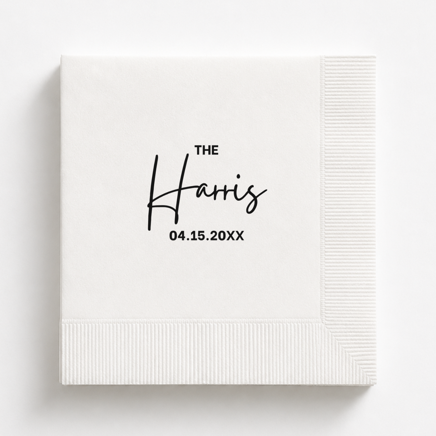 Classic Family Name Script | Family Name & Date | Personalized Wedding Napkins
