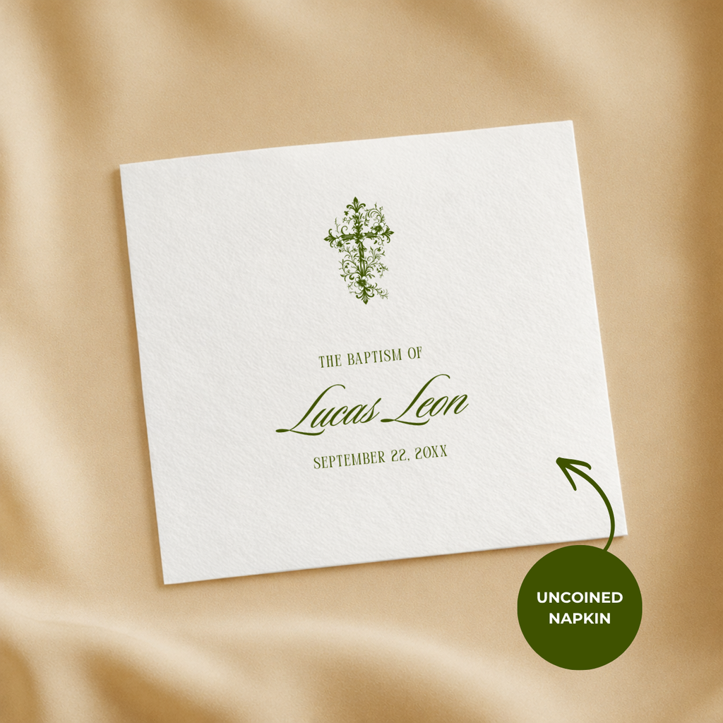 Ornate Cross | Name & Date | Personalized Baptism Napkins