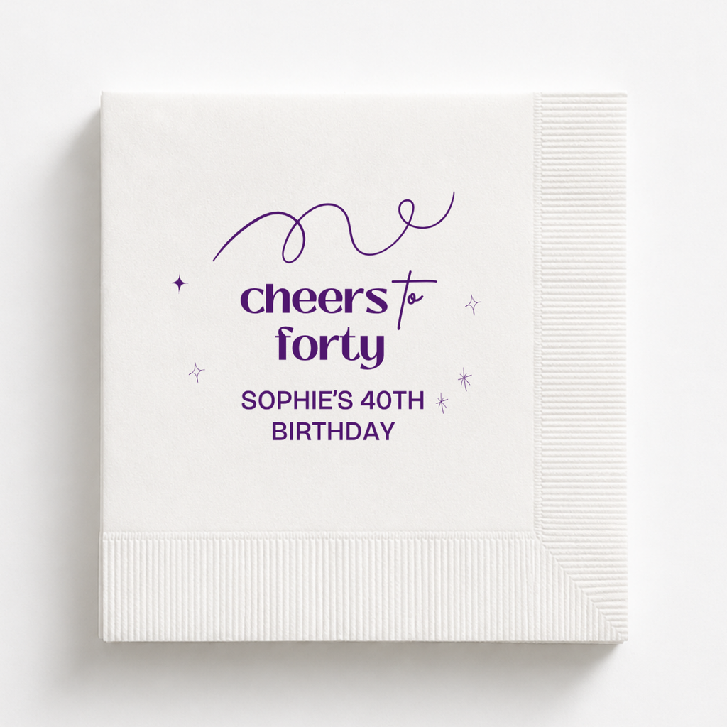 Cheers to Forty | Personalized 40th Birthday Napkins