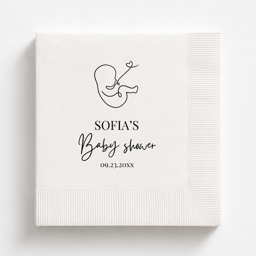 Baby On The Way baby shower napkins personalized with a name and date