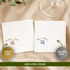 Cheers Coupes & Bows | Names & Date | Personalized Wedding Napkins