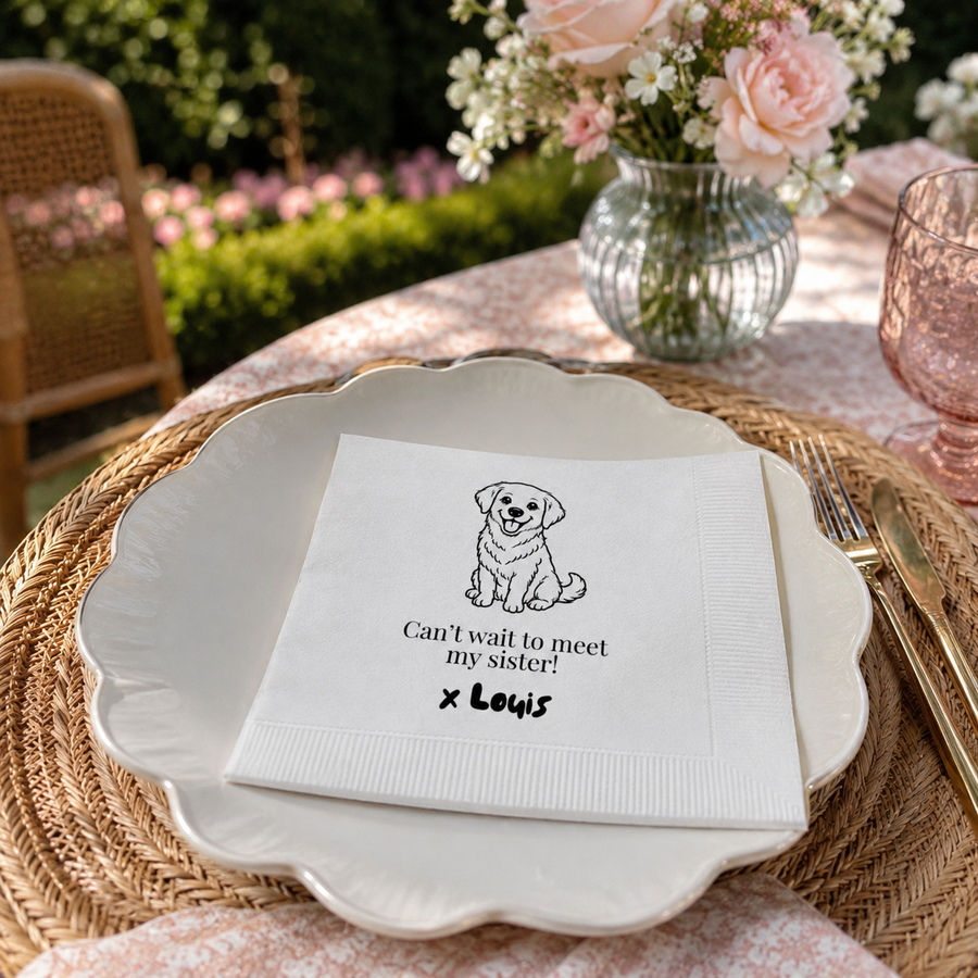 Pet Line Art Baby Announcement | Baby Shower Napkins
