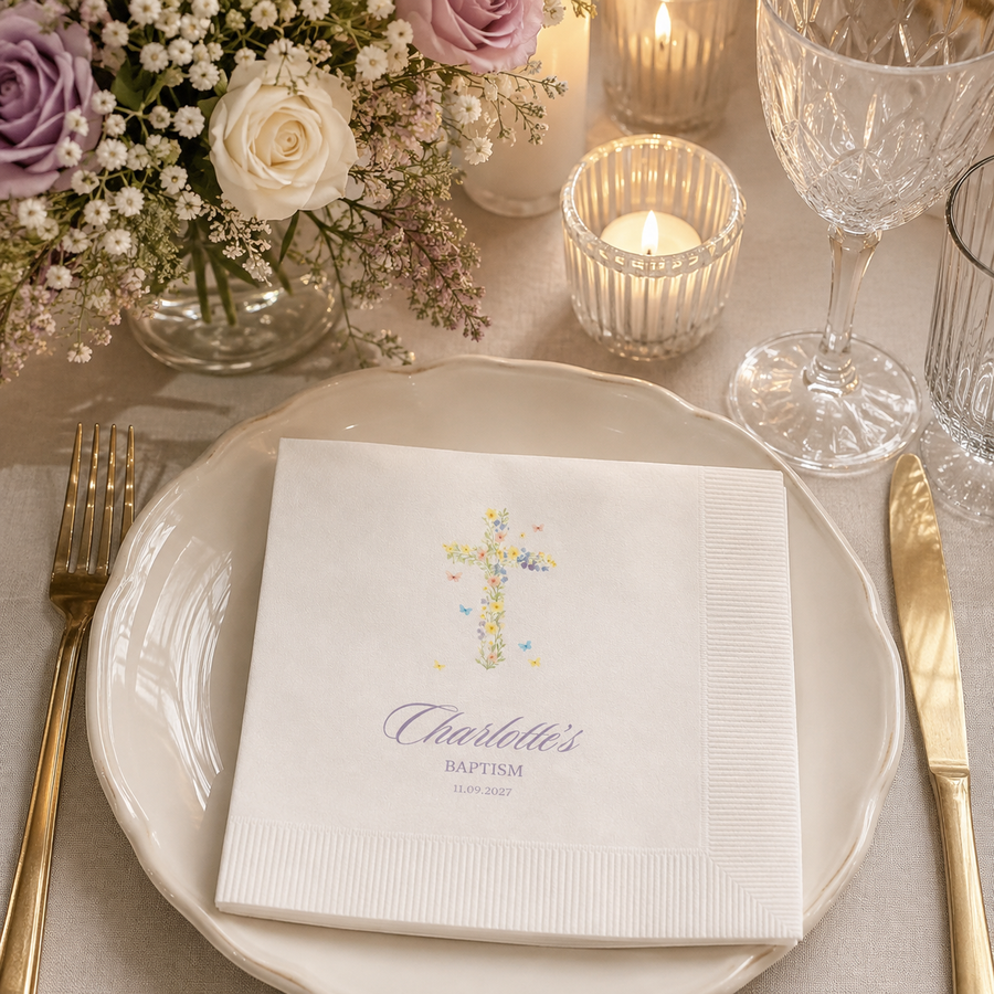 Floral Cross | Baptism Napkins