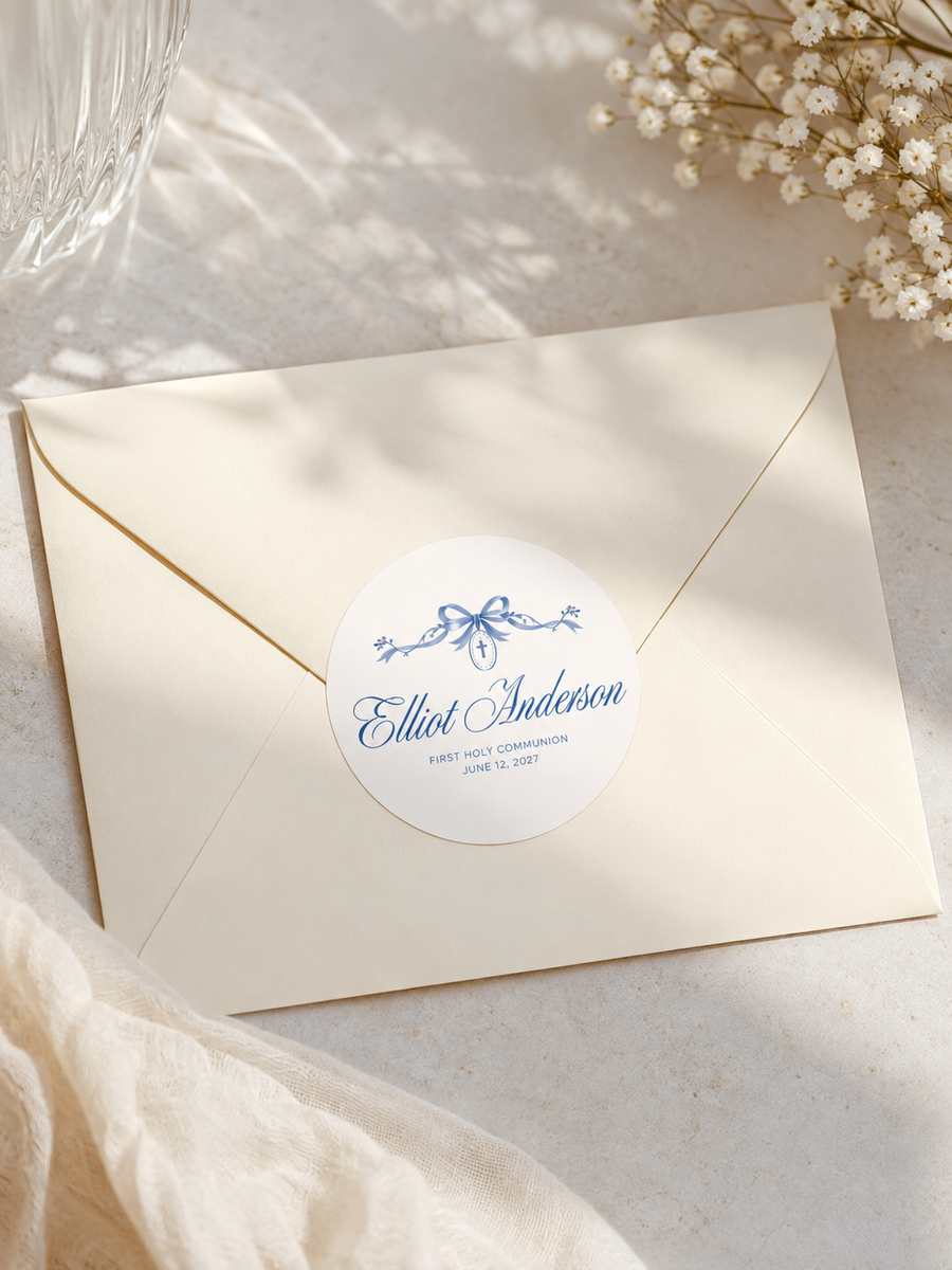 Ornate Cross | Name & Date | Personalized Baptism Stickers