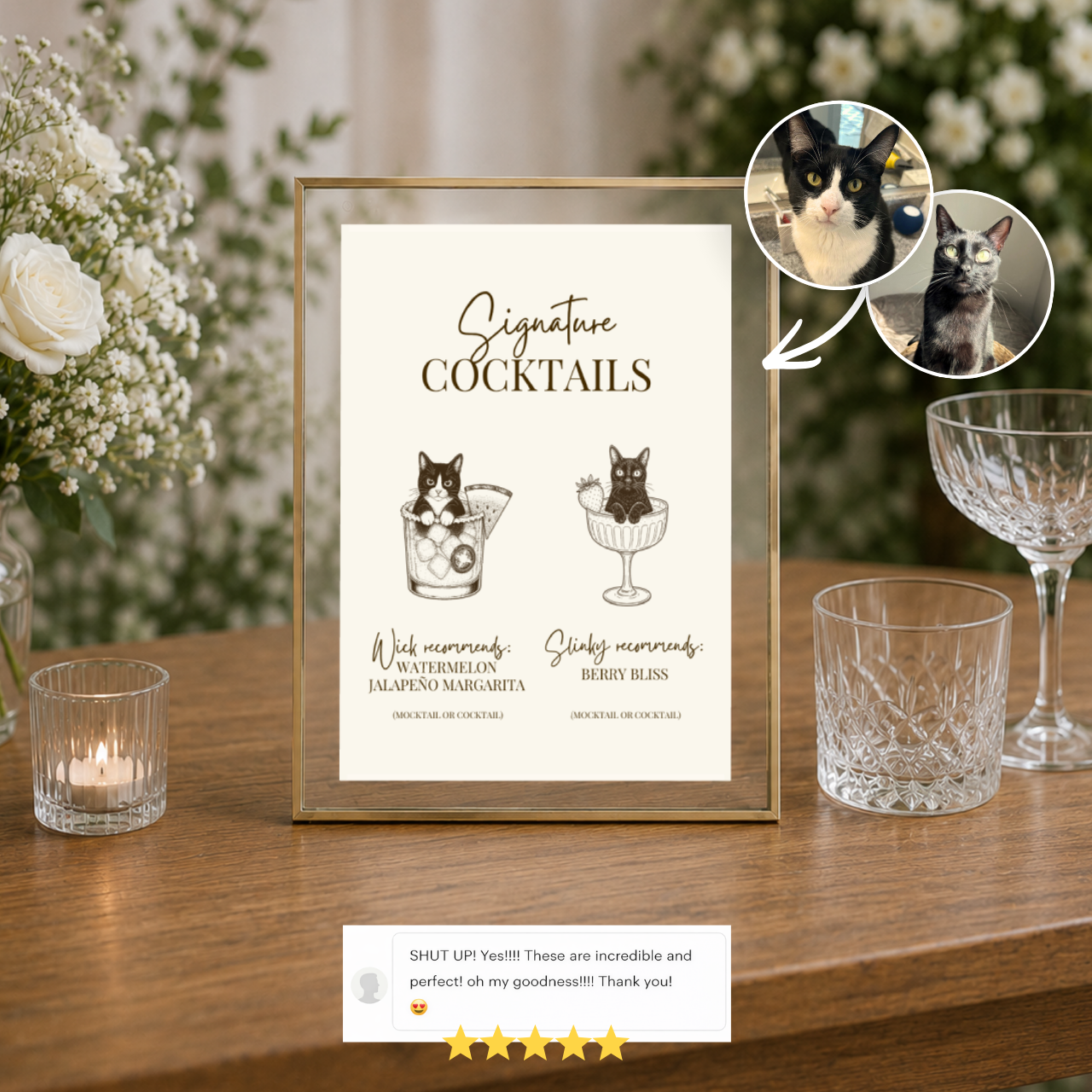 Signature Cocktails Pet Portrait | Custom Bar Sign