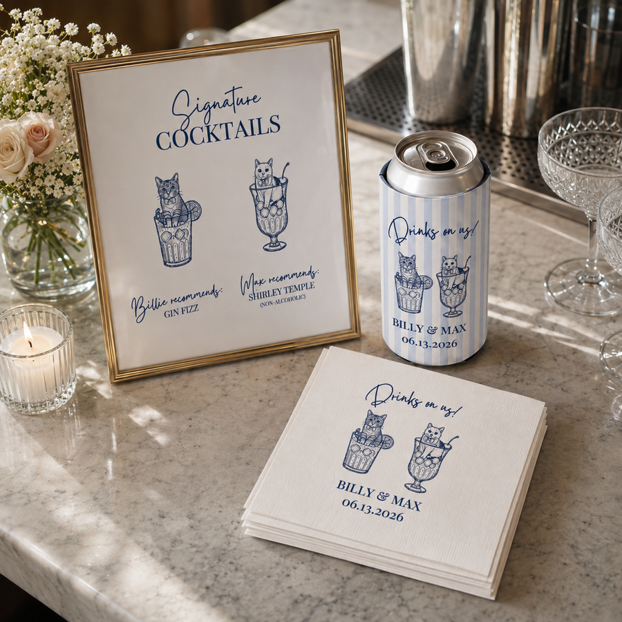 Signature Cocktails Pet Portrait | Custom Bar Sign | Acrylic Dome Shape