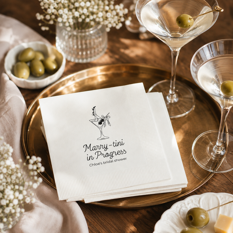 Custom Tying The Knot Script Bow Bridal Shower Napkins