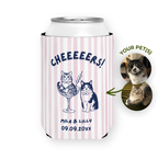 Cat in a Glass Cheers | Custom Cat Wedding Can Coolers