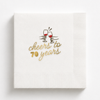 Cheers to 70 Years | Wine Glasses 70th Birthday Napkins