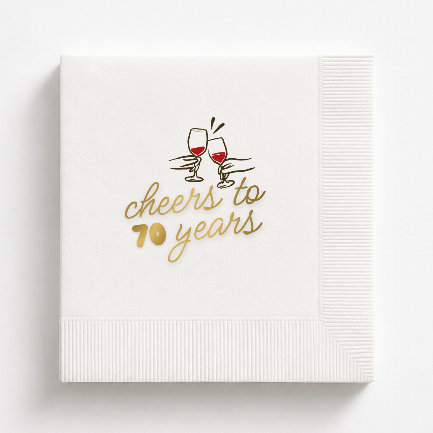 Cheers to 70 Years | Wine Glasses 70th Birthday Napkins