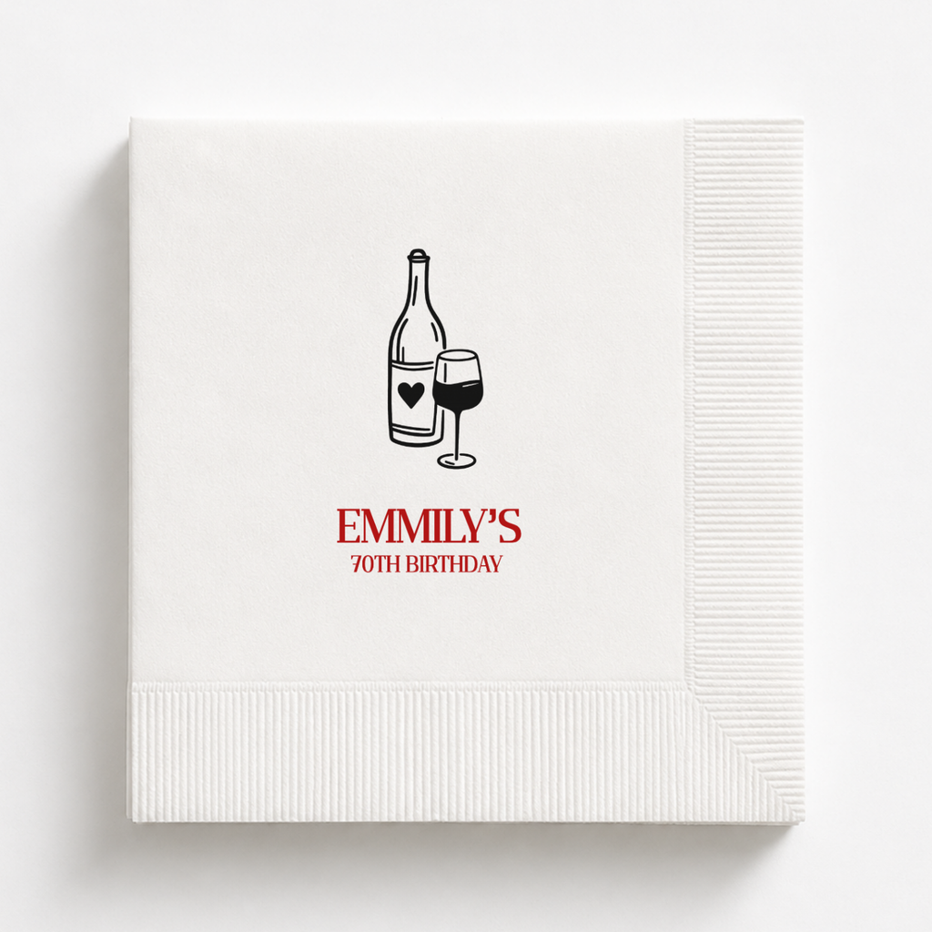 Your Name With Wine | Personalized 70th Birthday Napkins