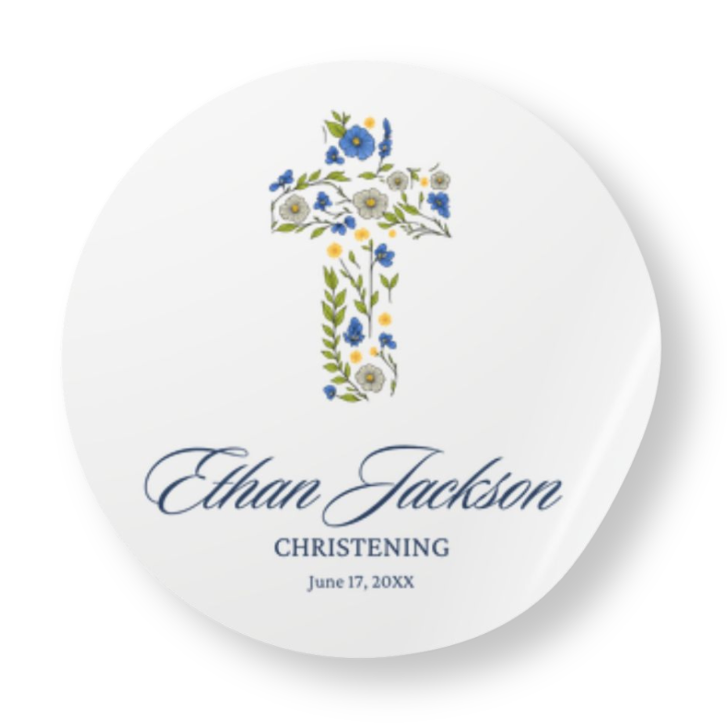 Floral Cross | Baptism & First Communion Stickers