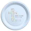 Floral Cross God Bless | Name & Date | Personalized Baptism Plates