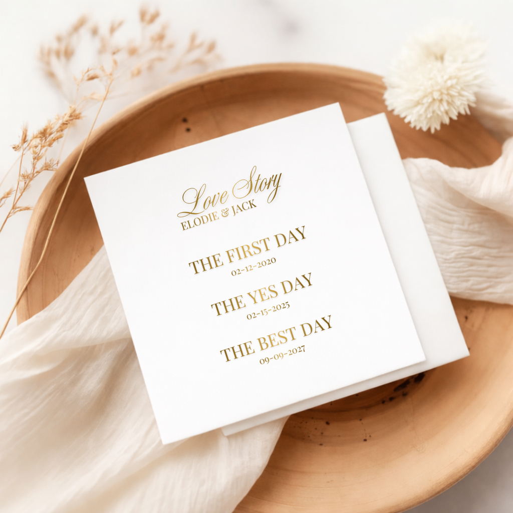 Love Story Timeline | Wedding Napkins