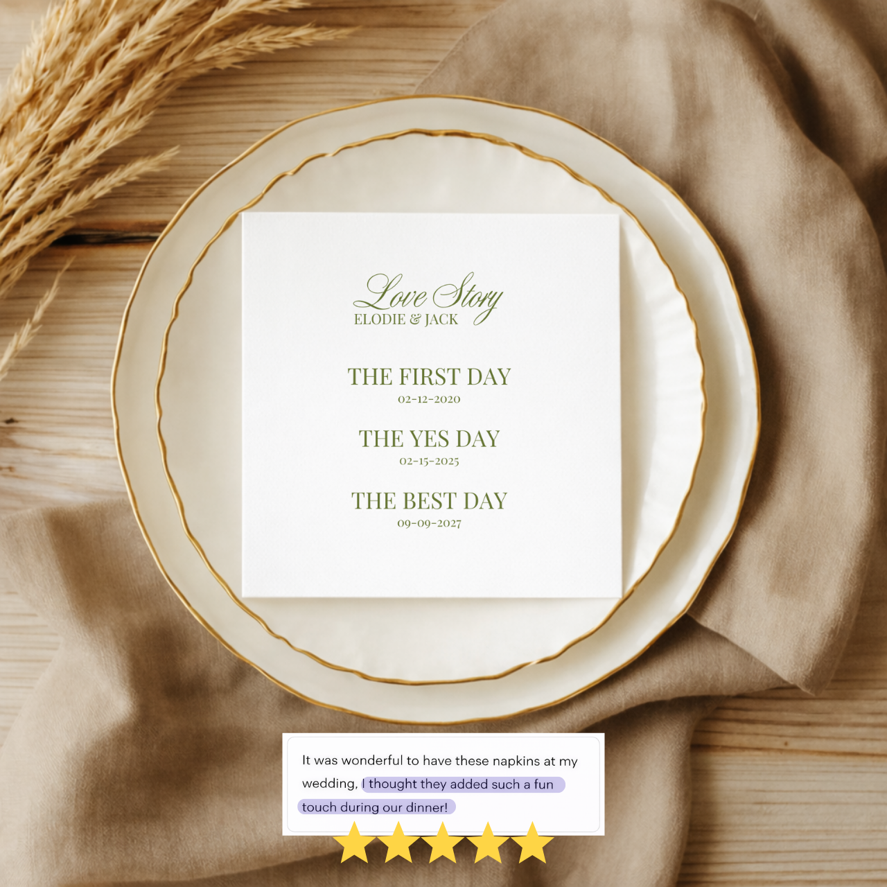 Love Story Timeline | Wedding Napkins