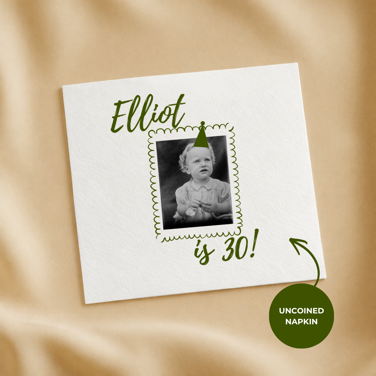 Photo & Party Hat | Name & Age | Personalized Birthday Napkins