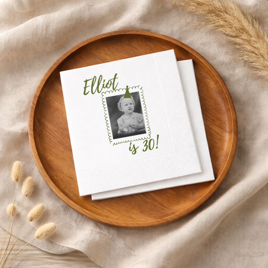 Photo & Party Hat | Name & Age | Personalized Birthday Napkins